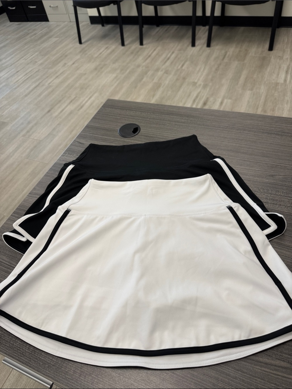2 each DSG Women’s Athletic Tennis Skirt with Contrast Trim - White / Black